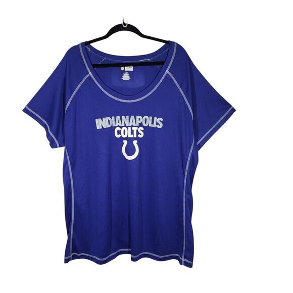 NEW NFL Indianapolis Colts Short Sleeve Scoop Neck T-Shirt Womens 1X Blue Slinky - Picture 2 of 9